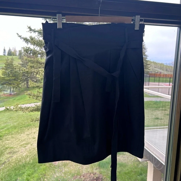 Talula Babaton pleated skirt in navy size 6 side zipper with  ribbon belt preppy - Picture 2 of 5